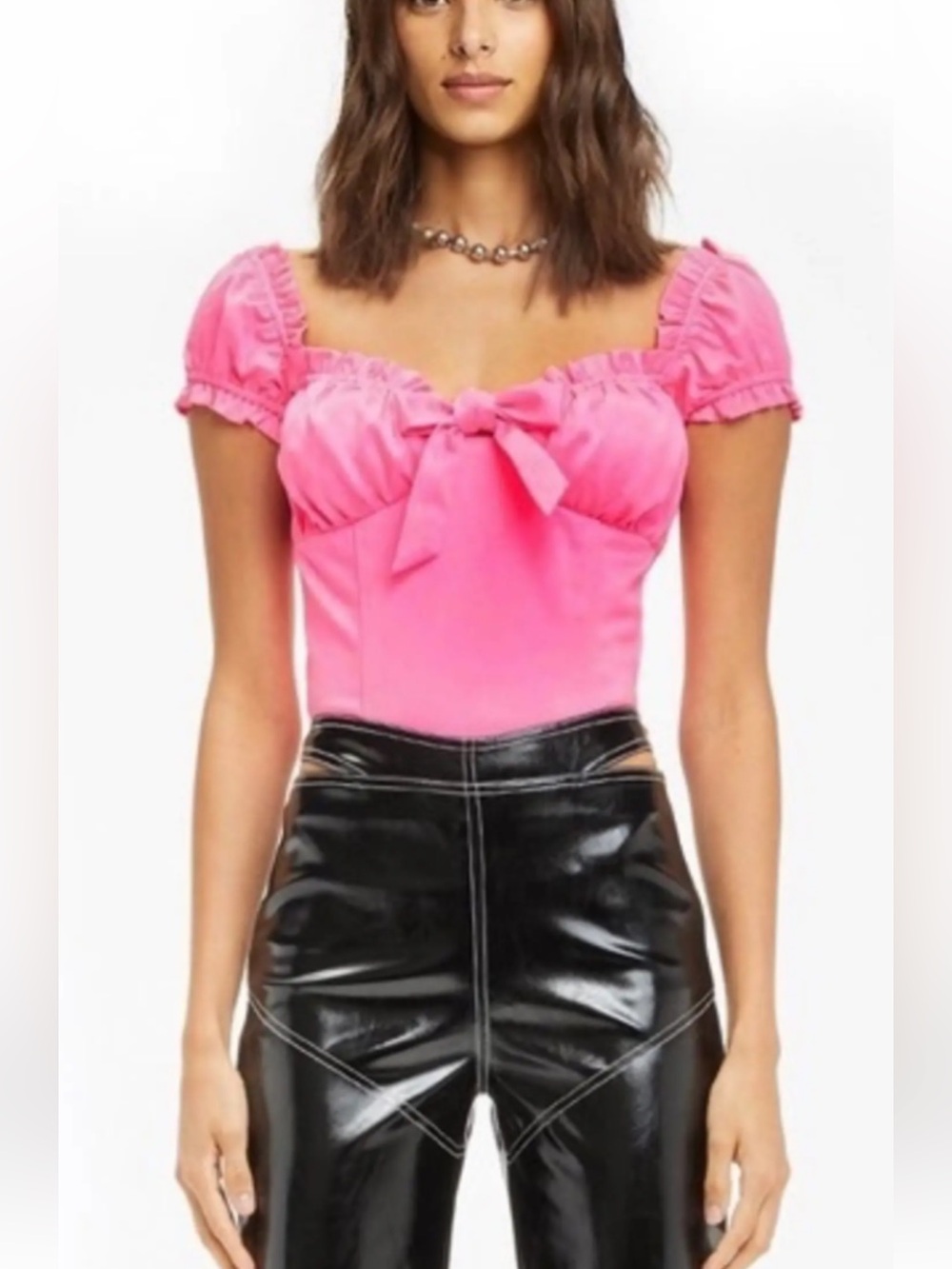 I Am GIA Hot Pink Naomi Ruffle Bustier Corset Top size XS